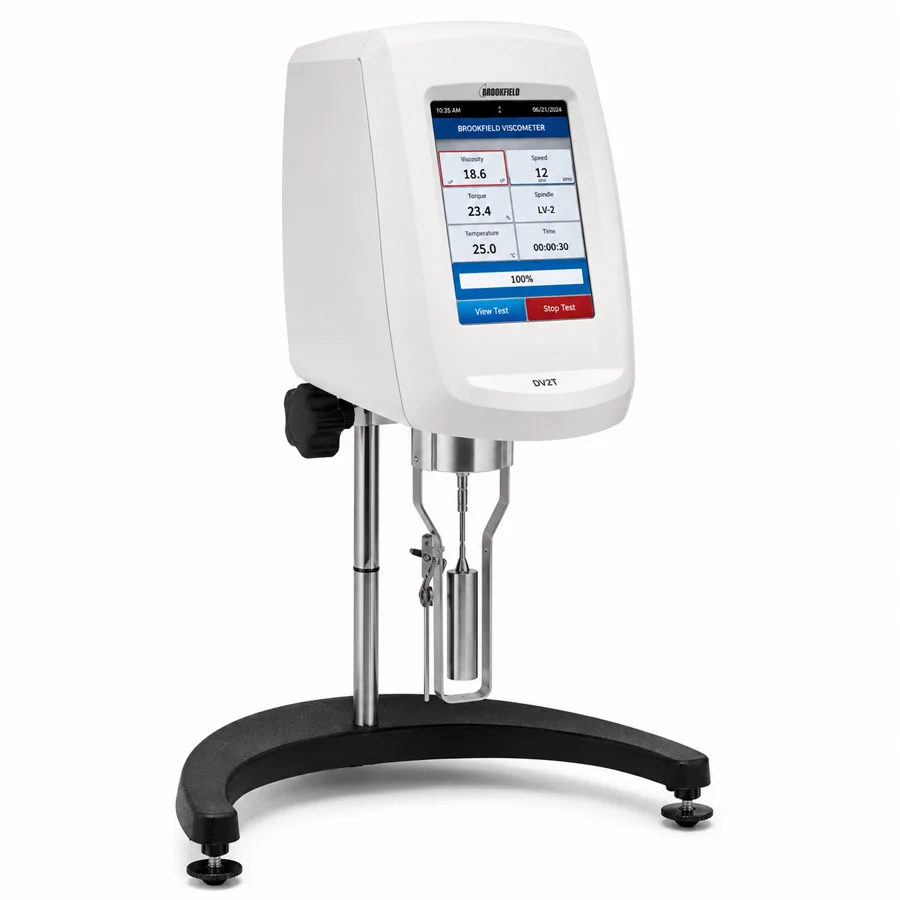 Brookfield DV2T rotational viscometer on a laboratory stand